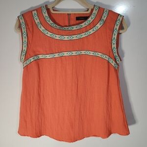 THML Orange Embroidered Women's Top, Size XS